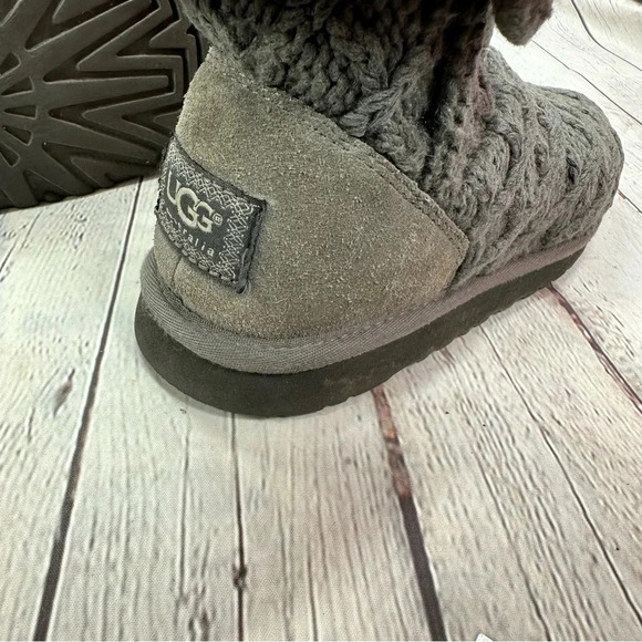 Ugg grey sweater boots lattice cardy knit tall boots women's sz 5 - Picture 5 of 10